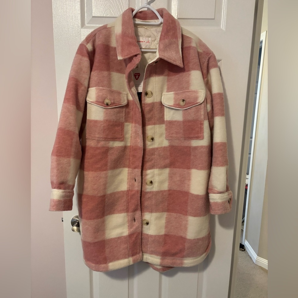 Joe Fresh x Jillian Harris Pink and Cream Plaid Jacket
